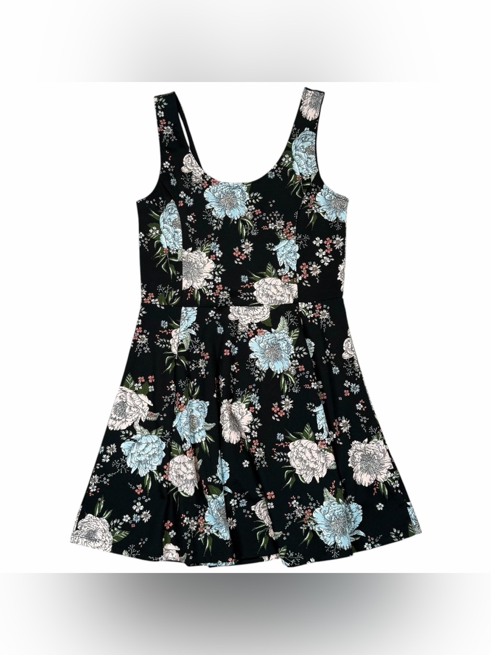 H&M Women’s Black & Floral Scoop Neck Dress Size 12